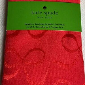 NWT - Kate Spade All Wrapped Up Bows Red Christmas Napkins Set/4